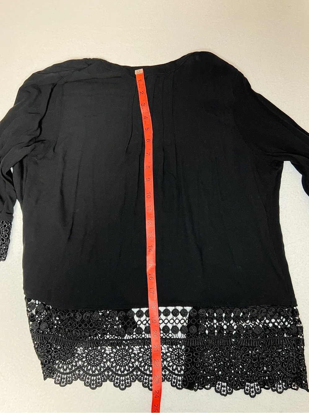 Xhilaration Women's 3/4 Sleeve Lace Hem And Sleeve Black Sweater Cardigan S Y2K - Picture 7 of 7